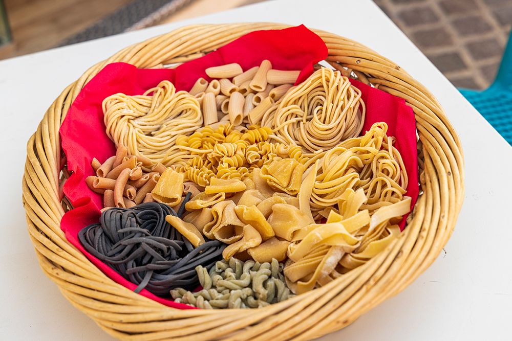 Basket of pasta. Malta.